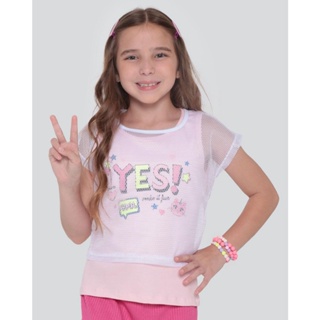 Blusa Infantil Sobreposição Tela Rosa