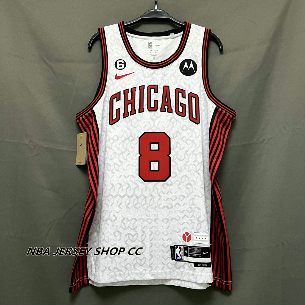 2022-23 Novo Original NBA Chicago Bulls # 8 Zach LaVine City Edition Swingman Jersey Branco Comprimido A Calor