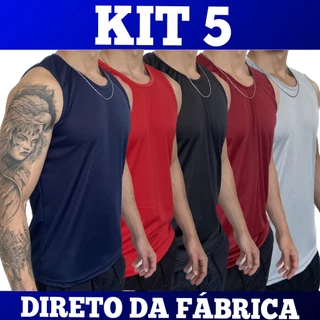 KIT 5 Regata Dry Fit Masculina - Casual - Treino - Academia - Esportes - Exercícios - Corrida
