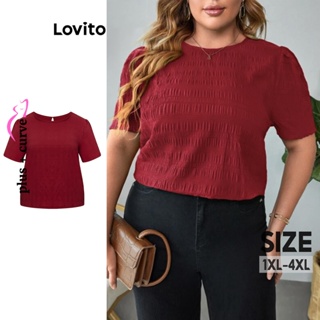 Lovito Blusa Jacquard Básica para Mulheres LBE04151 (Bordô)