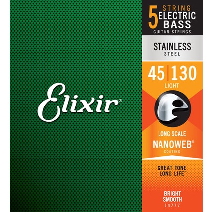 Elixir 5 Cordas Baixo Elétrico 14777 45-130 Peças De Guitarra Aço Níquel Durável E Longa Vida 14077