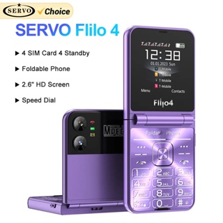 SERVO Flilo4 Flip Cellphone Four SIM Card GSM Lanterna De Rede Celular Speed Dial Magic Voice Foldable Mobile Phone Preço Baixo