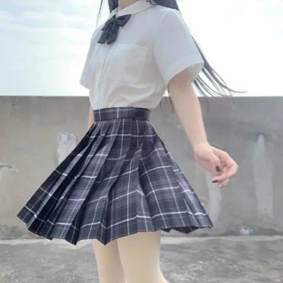 Compre Harajuku japonês conjunto de três peças xadrez mini saia feminina  uniformes escolares saia a linha doce cintura alta feminino kawaii ternos e  conjuntos (camisa + arco + saia)