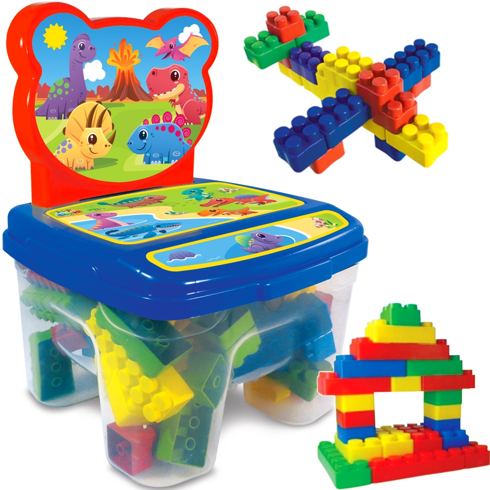 Brinquedo Maleta Blocos De Montar 48 Peças Paki Toys em Promoção