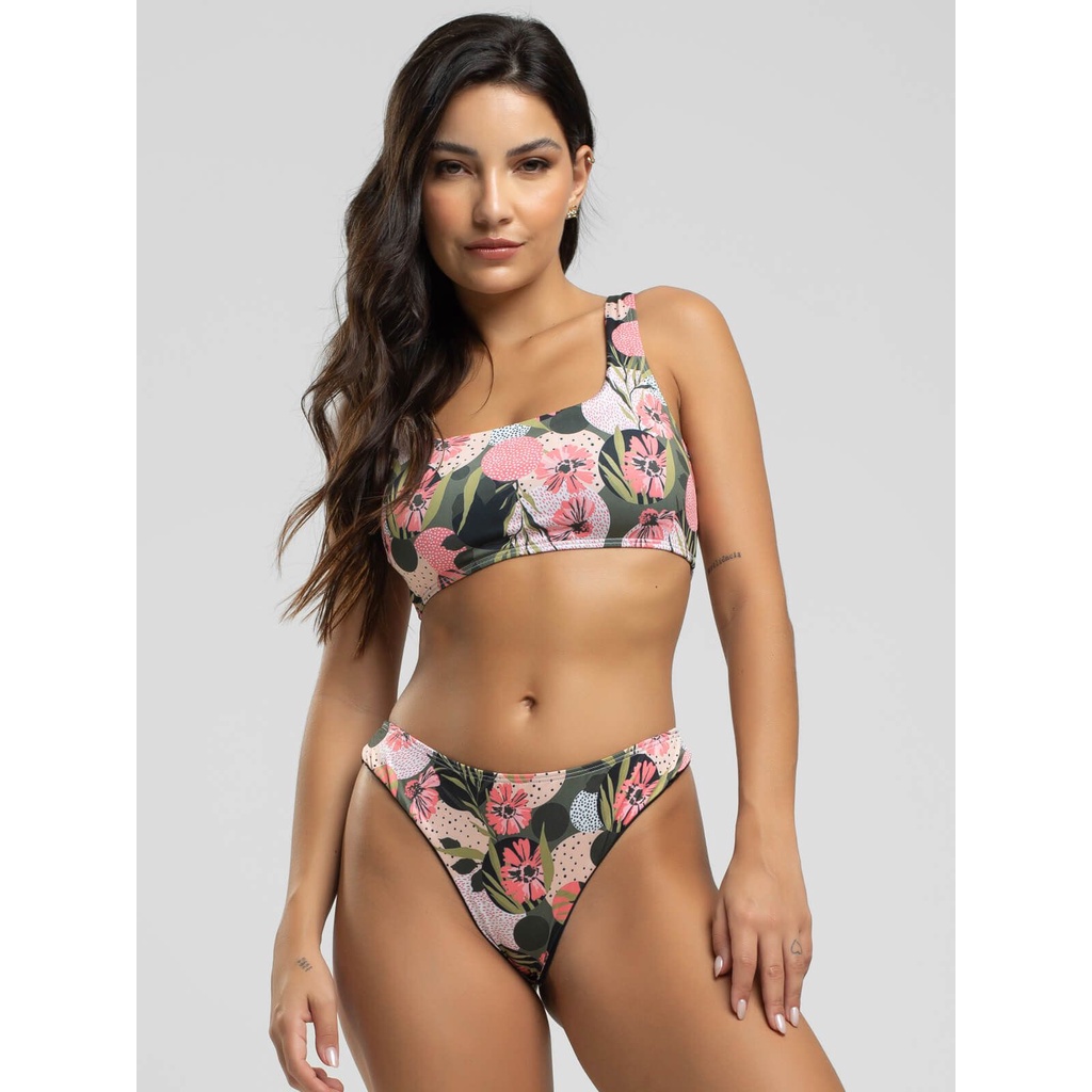 Biquini Regata Calcinha Fio Duplo Estampado Proteção Uv 50+