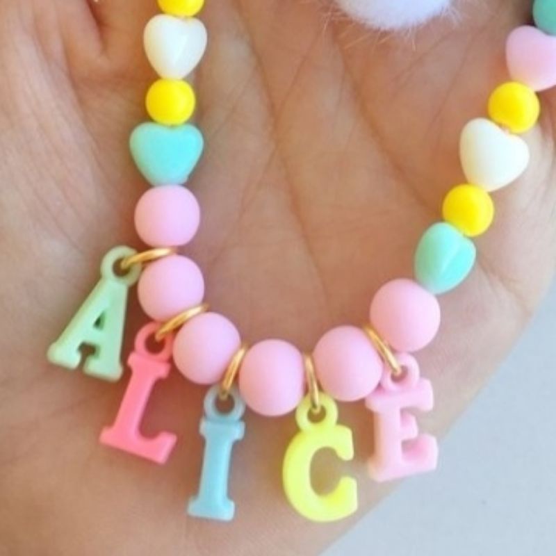 Miçanga Colar Pingente Nome Colorido Letras Alfabeto 100 pçs