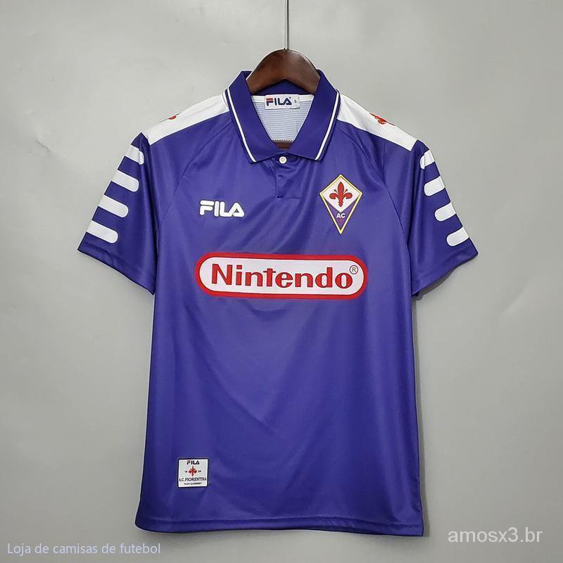 1998/1999 Fiorentina Início BATISTUTA Retro Football Shirt Tamanho P-2GG
