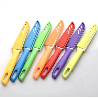 10 Facas De Frutas Colorida Aço Inox Com Capa Para Cozinha Profissional
