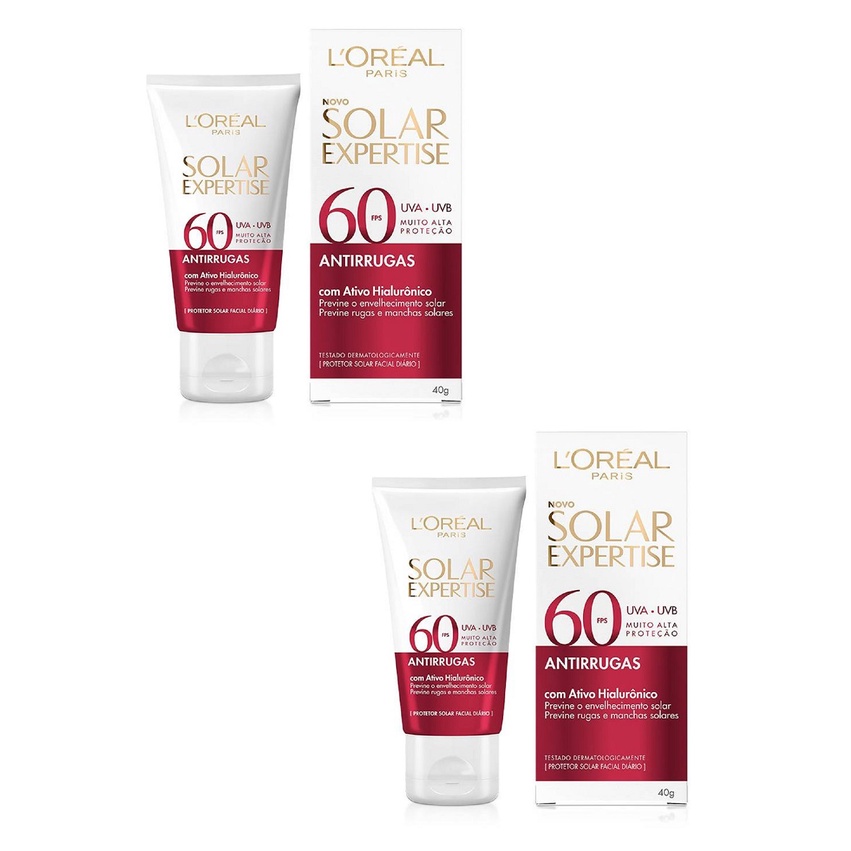 Protetor c/2 solar Loreal Expertise antirrugas 60FPS ácido hialurônico ...