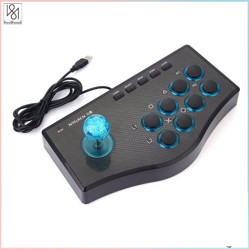 3 In 1 USB Wired Game Controller Arcade Fighting Joystick Stick Gaming ...