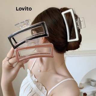 Lovito Grampos De Cabelo Transparentes De Tamanho Grande Transparentes Casuais Quadrados Lisos Para Mulheres LFA10431