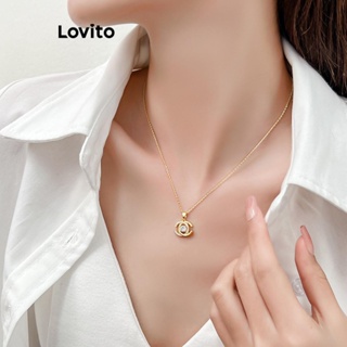 Lovito Colares Elegantes De Strass Com Letras Para Mulheres LFA11350
