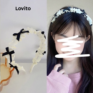 Lovito Tiara Casual Plissada Com Laço Liso Para Mulheres LFA11287