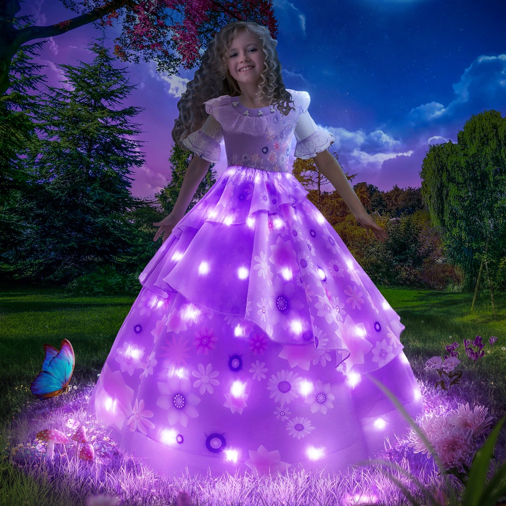 DYAA Encanto Traje Princesa LED Iluminar Vestido Glamour Girl Cosplay ...
