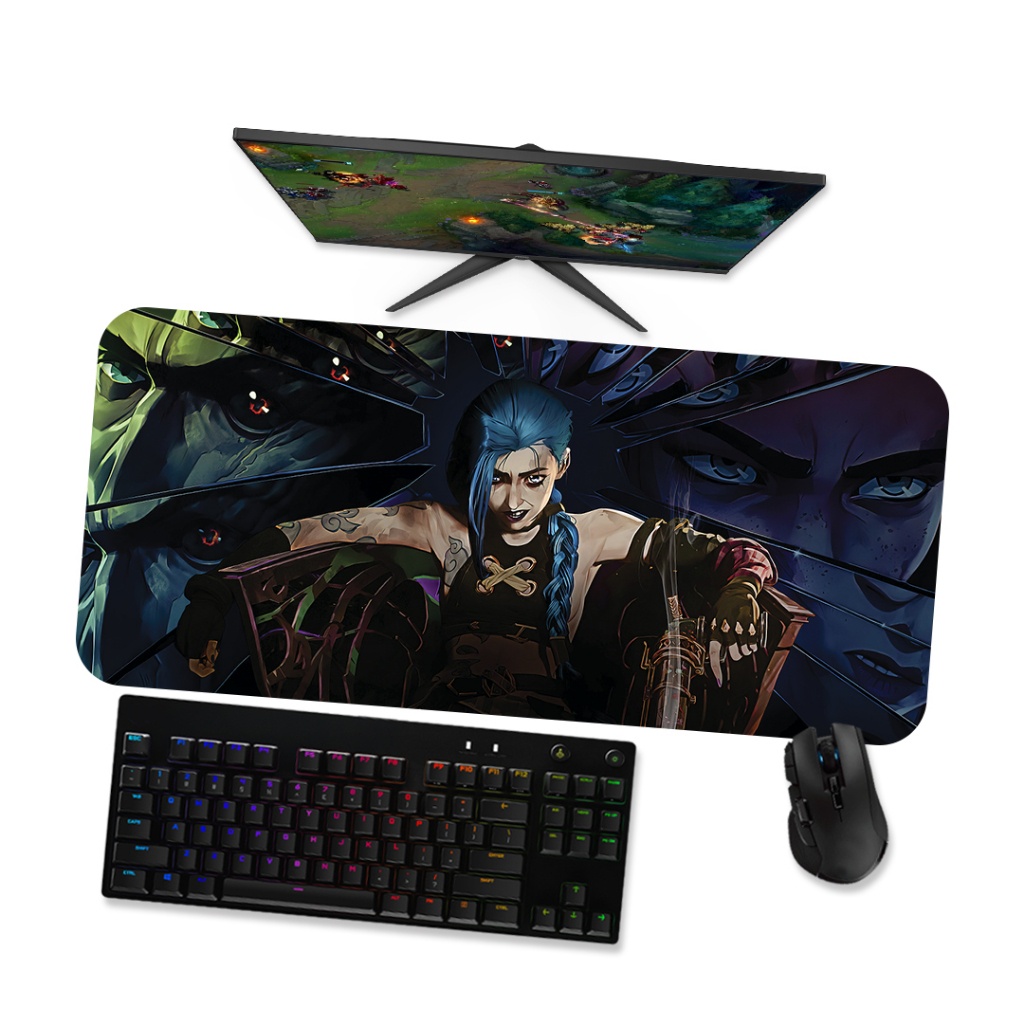 Mouse pad Gamer - Lol Arcane Jinx 1 - League of legends Mousepad Grande 90x40 80x40 60x40 70x30