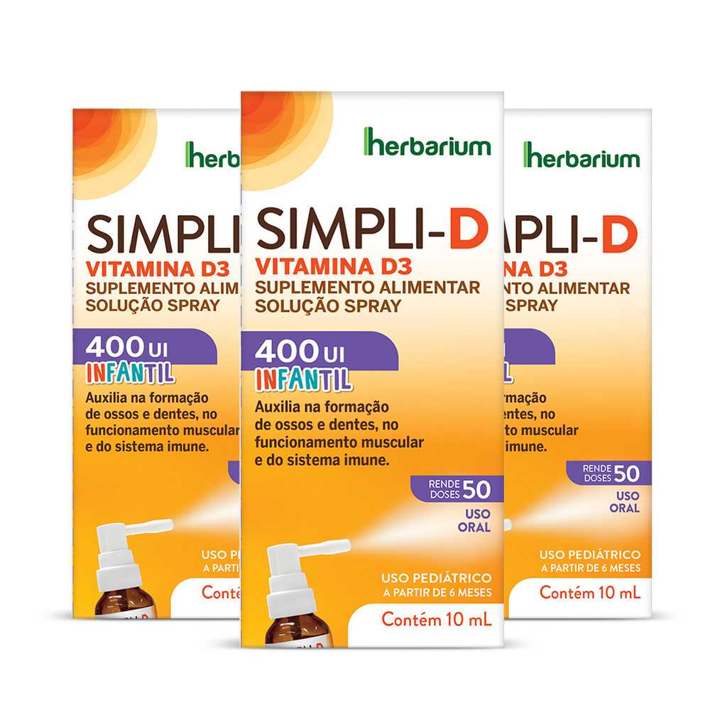 Kit 3 Simpli-D 400 UI - Spray 10 mL | Shopee Brasil