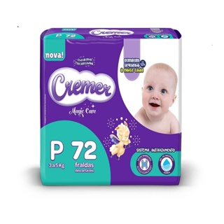 Fralda Descartável Cremer Magic Care Hiper Pequena 4 Pacotes c/ 72 Fraldas