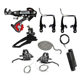 KIT RELAÇÃO 21 MARCHAS BICICLETA RAPID FIRE + FREIO V-BRAKE