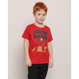 Camiseta Infantil Manga Curta Marvel Homem De Ferro Vermelha