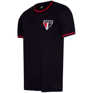 Camisa São Paulo Retrô Vintage Gola Careca Preta Masculina