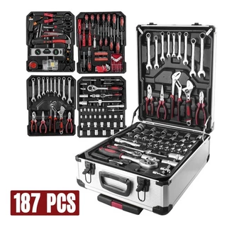Kit Maleta De Ferramentas 187 Pçs Cromo Valadinum C/ Rodas