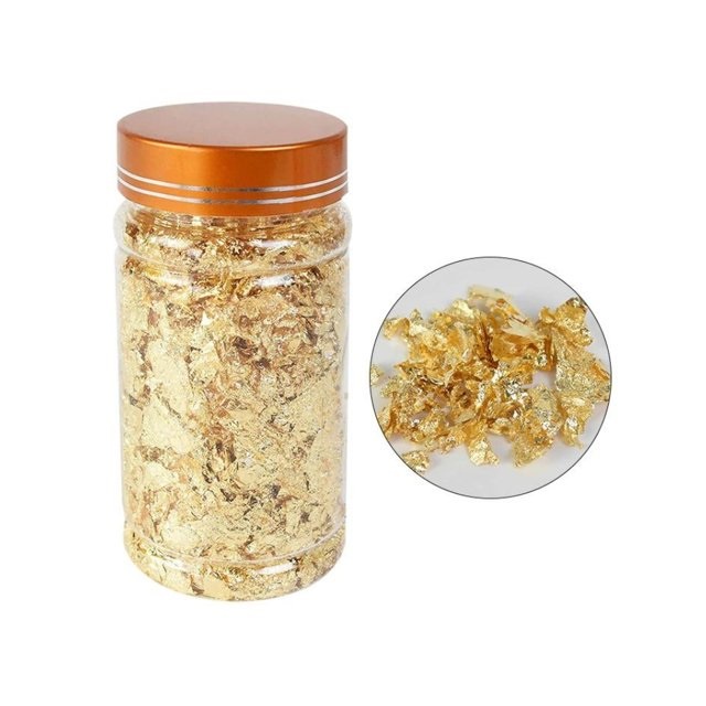 Pote com Folha de Ouro para Artes em Unha Encapsulada