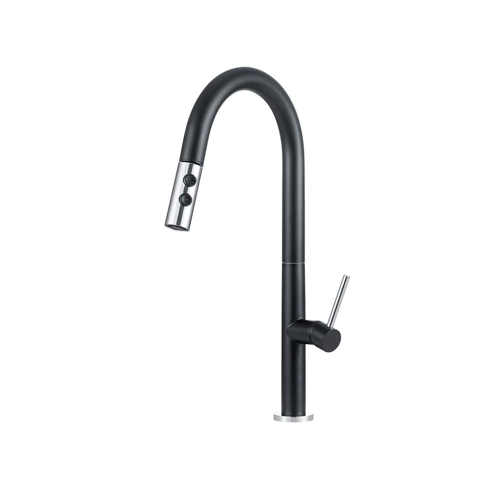 Torneira Para Cozinha Misturador Monocomando Pauini Pingoo - Preto e Prata