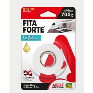 Fita Dupla Face p/ Áreas Gordurosas de Espuma 24mm x 1,5m Adere