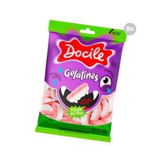 Kit Com 8 Pct Gelat Bala Gummies Dentes De Vampiro Cítrico Docile