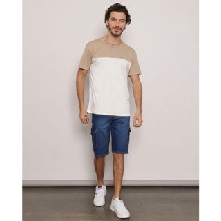 Bermuda Jeans Masculina Bolsos Cargo Azul