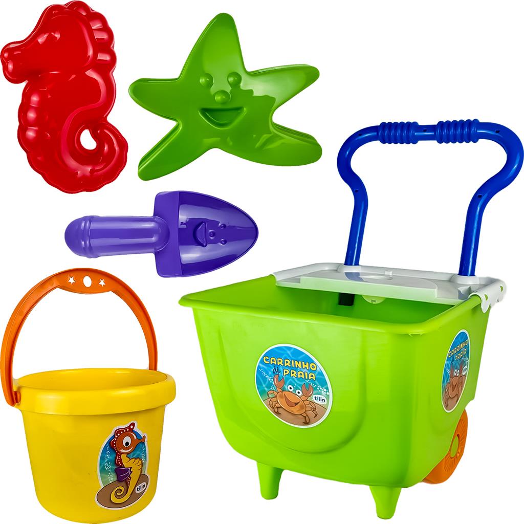 Conjunto Brinquedos De Praia Areia Carrinho E Balde Com Acessorios ...
