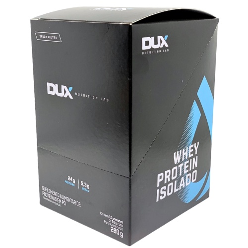 WHEY PROTEIN DUX ISOLADO CAIXA 10 UN SABOR NEUTRO 28G LANCAMENTO