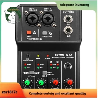 { Venda A Quente } TEYUN Q-12 Placa De Som Mixer Console Interface Do Sistema De Mesa 4 Canais Estéreo Para Computador De 48V Power