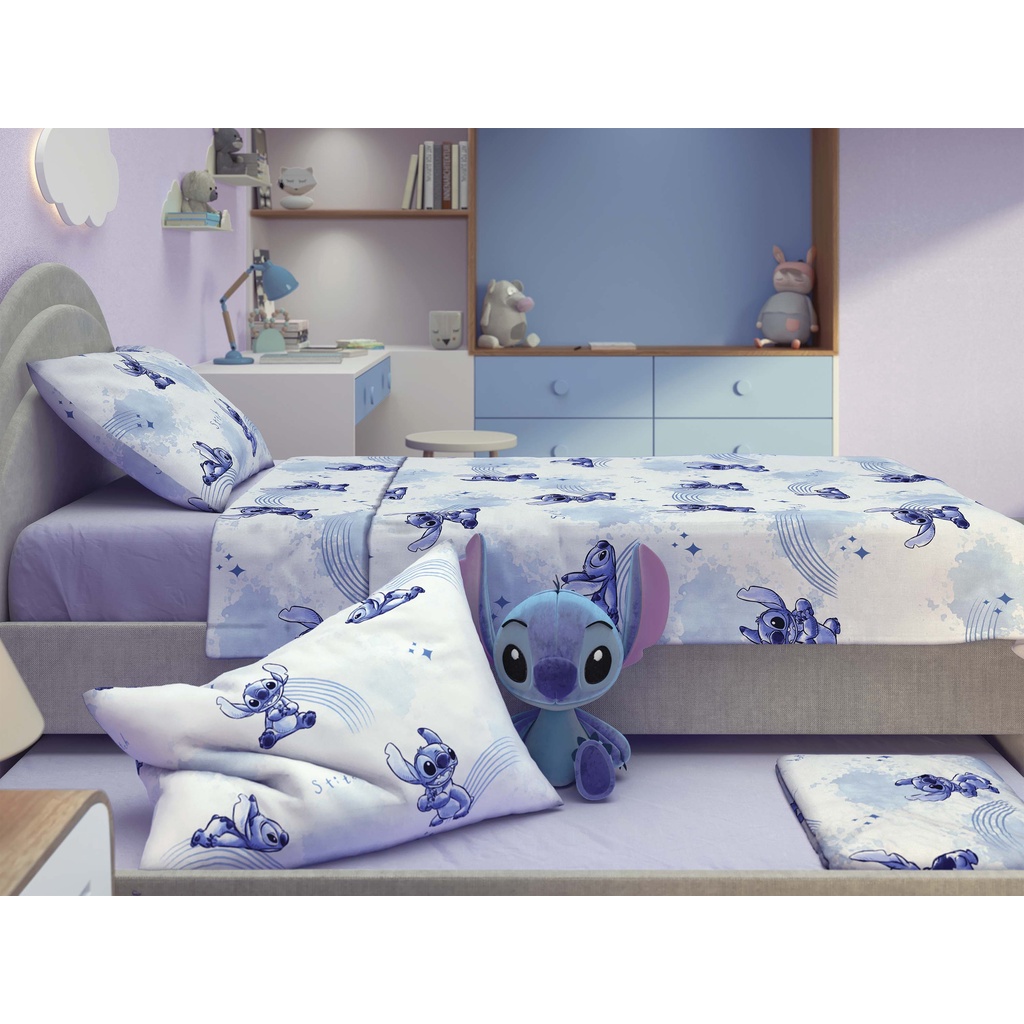 Jogo de Cama 100% Algodão Solteiro Estampado Stitch Disney 3 peças ...