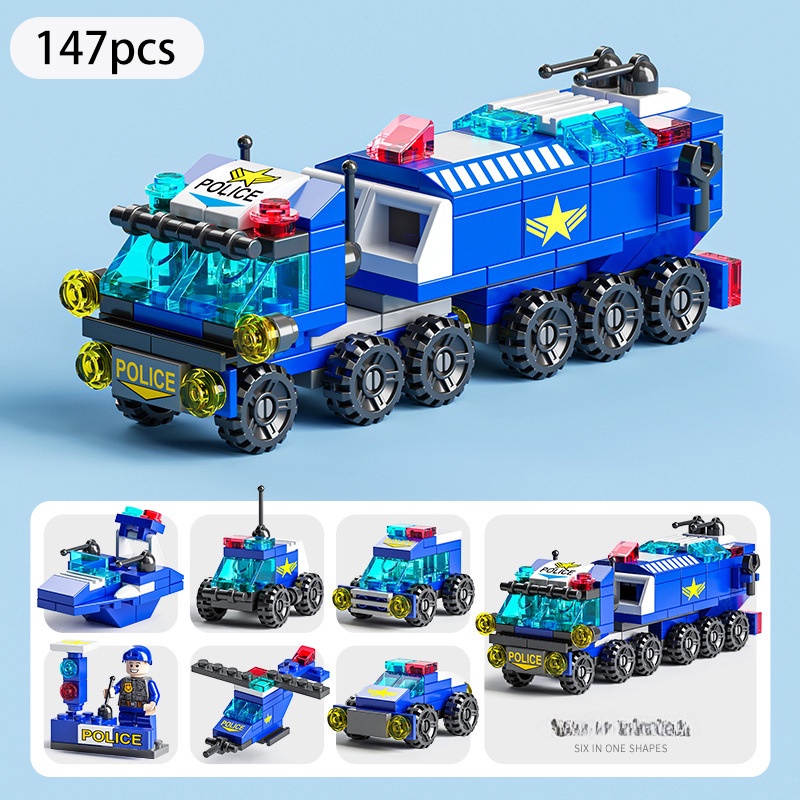 Compatível Com Lego Tank Polícia Carro De Foguetes Série Montagem De Blocos De Construção Brinquedos Educativos Puzzle Desktop Ornamentos