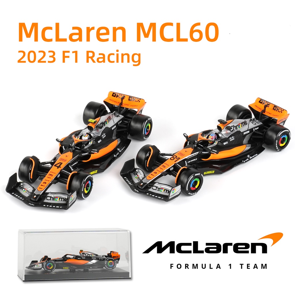 Bburago 1 : 43 2023 McLaren MCL60 F1 Formula Racing Car Static Simulação Estática Diecast Carro Modelo Liga De Caixa Acrílica