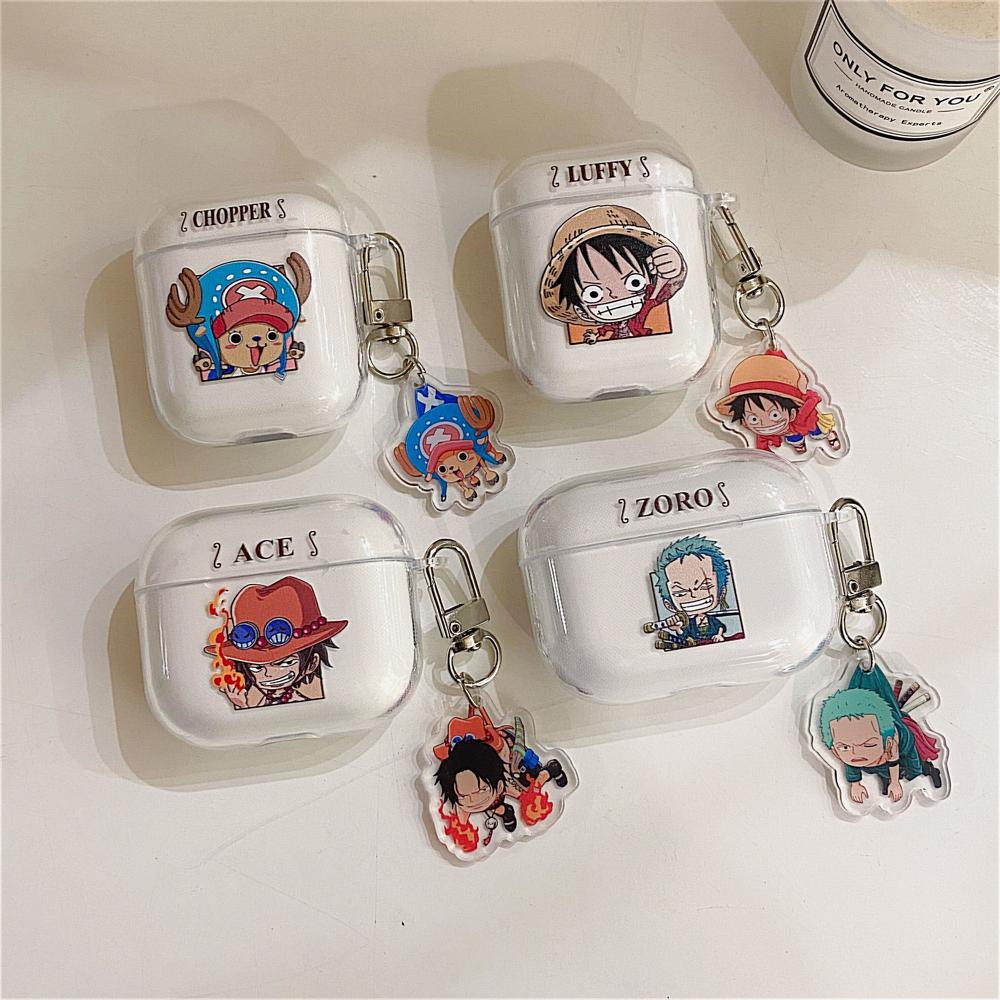 Capa Protetora Para Fone De Ouvido Bluetooth One Piece Luffy Padrão Transparente Compatível Com AirPods 1 2 gen3 Pro 2 Tpu Caixa De Silicone Pingente