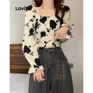 Lovito Blusa Casual Ditsy Floral Padrão Com Amarração Nas Costas Para Mulheres LNA40025