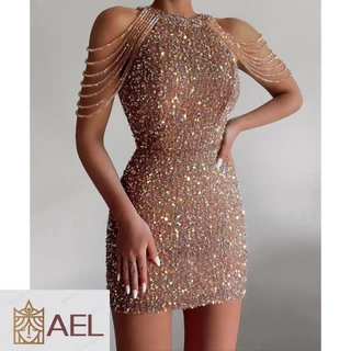 Cristal Com Franjas Sexy Moderno/Lantejoulas/Vestido Europeu/Americano