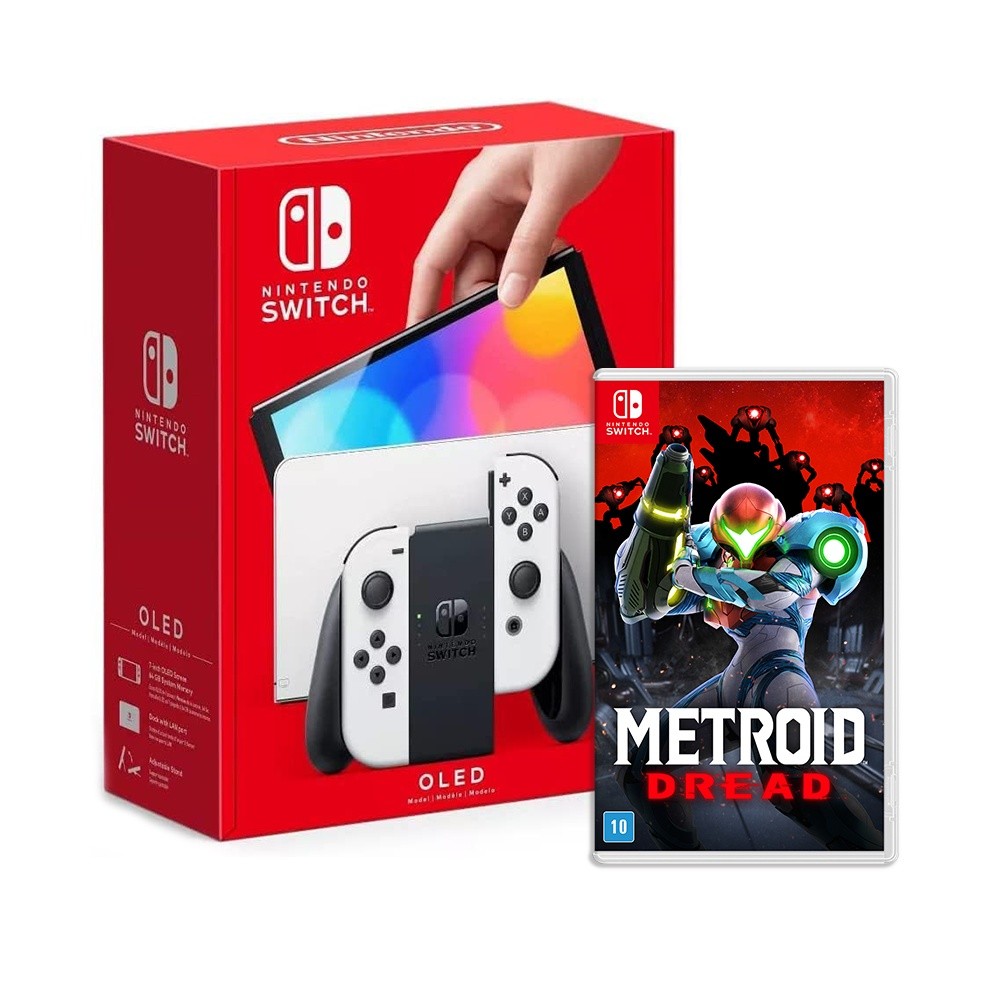 Console Nintendo Switch Oled Branco + Jogo Metroid Dread