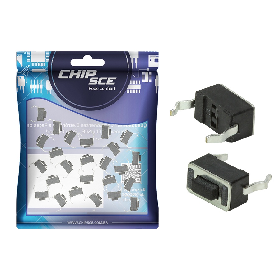 25x Chave Táctil 2 Terminais 4,3mm 180º Diversas Aplicações