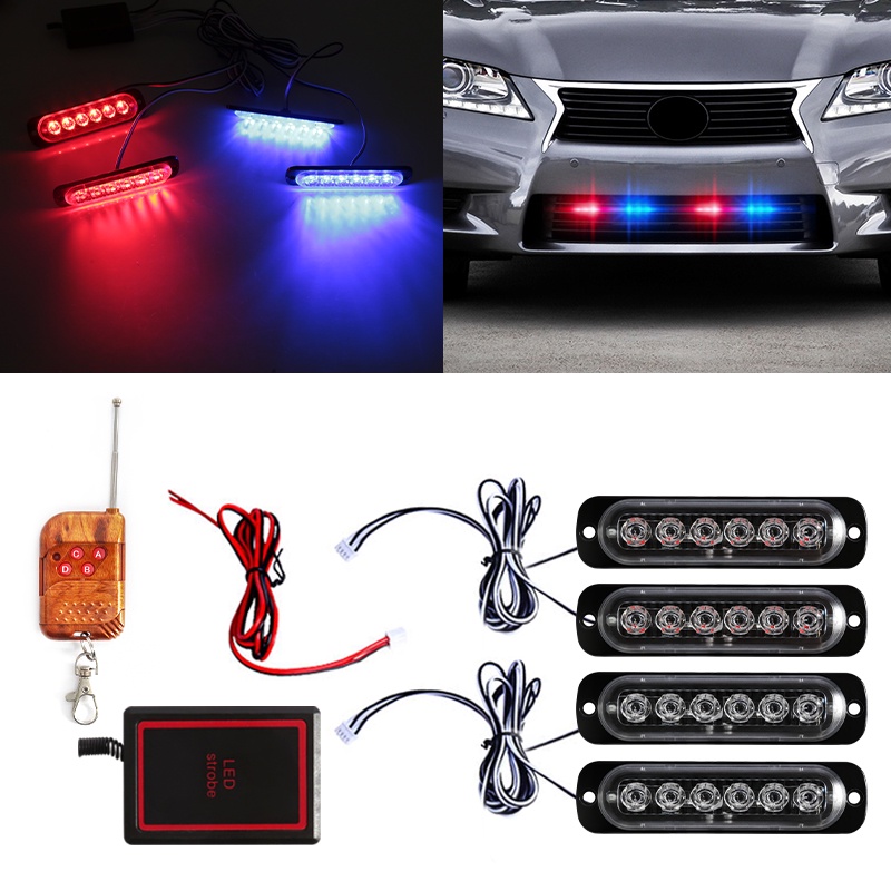 Luz Sinalizadora De Emergência 24 LED Para Carros Estroboscópio Controle Remoto Sem Fio Caminhão Bombeiro Lâmpada De Alerta Da Polícia 12V
