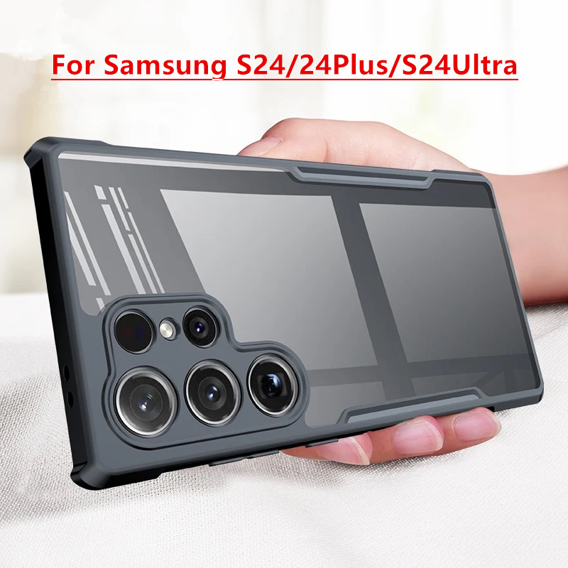 Caixa Para Samsung Galaxy S24 Ultra 5G s24ultra S23 S22 Phone S24 Plus Capa Traseira Em Acrílico Transparente SamsungS24Plus S23 + S22 + Armor Shockproof Shell
