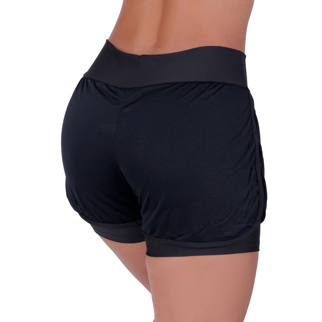 Short Roupa Academia Feminino Preto Duplo Caminhada e Corrida ORIGINAL ...