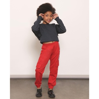Calça Infantil Moletinho Estampa Mickey Disney Glitter Jogger Vermelha