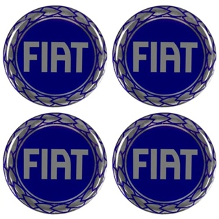 Jogo Emblema Calota Cromado Azul Liso 48mm Fiat 2003 a 2006