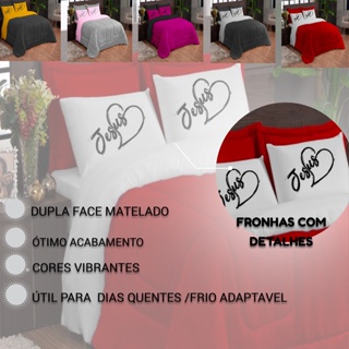 Kit Roupa Cama Cobre Leito Edredom 5pcs Casal Queen macioTernura Coracao Dupla Face Fronhas Estampadas Quente Frio