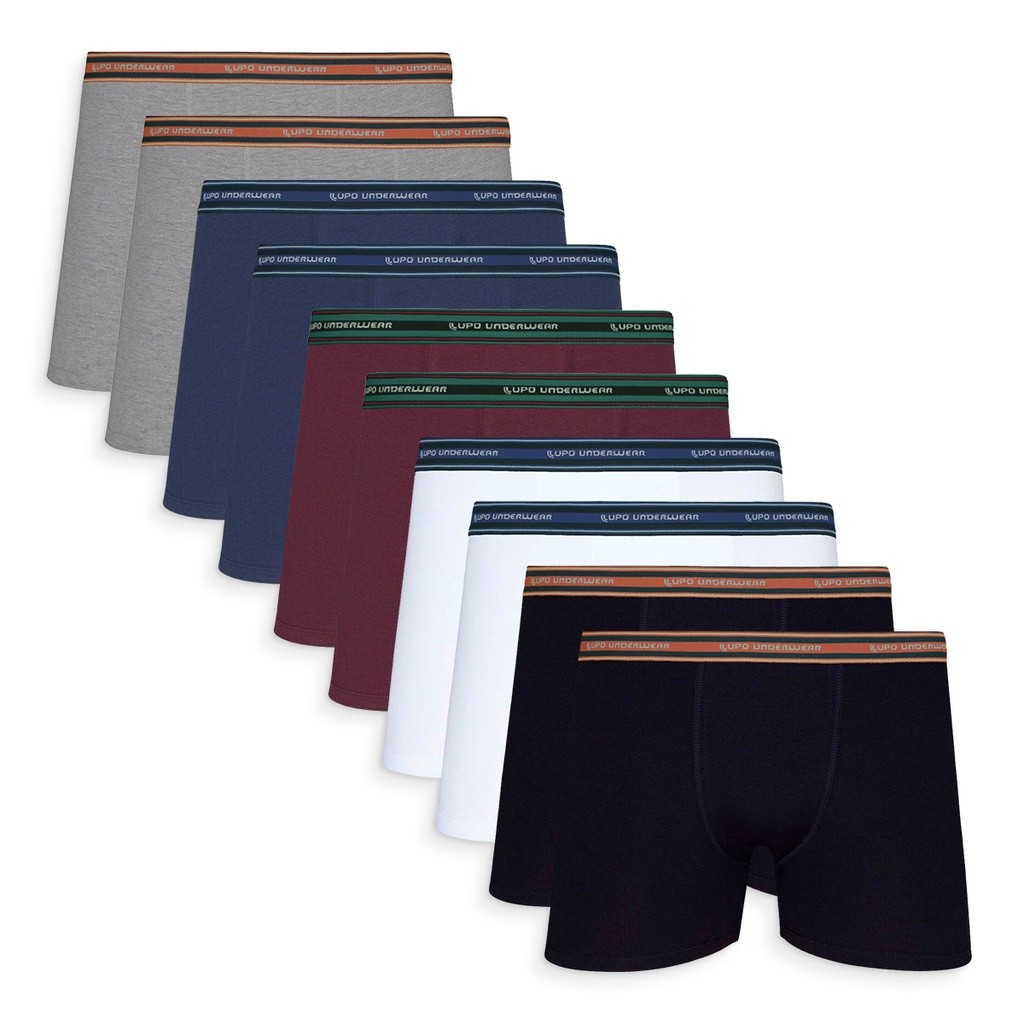 Kit com 10 Cuecas Boxer Algodão Lupo