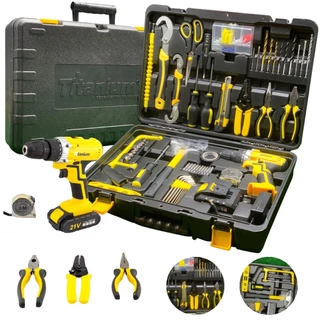Kit Furadeira Parafusadeira 3/8" a Bateria 21V com 299 Peças