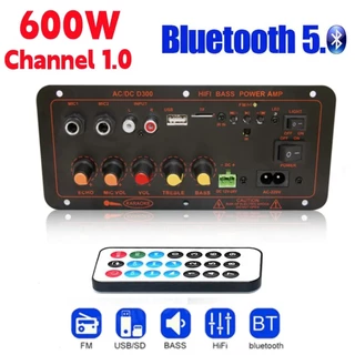 Placa Amplificadora MP3 Bluetooth 5.0 MP3 De 600W 12V 24V Dual Microphone AMP Módulo USB TF FM Carro Música Baixo Sem Perdas Para Subwoofer